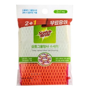 3M (삼중)그물망사 수세미(2+1개) 파란수세미, 3개, 1개입