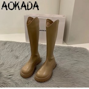 AOKADA 롱부츠 베이직 뒷지퍼 여성 부츠 5CM 통굽롱부츠