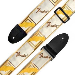 FENDER 2 MONOGRAMMED 화이트/노랑/브라운 혼합색상 GUITAR STRAP 기타스트랩, 1개