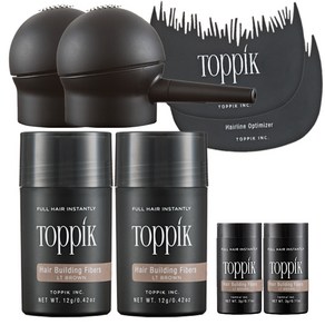 TOPPIK 토픽 흑채 12g 2세트 밝은갈색 천연케라틴 증모제 에어쿠션 새치커버, 밝은갈색 12g