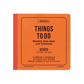 수첩 노트 2025년 하이타이드 펜코 민트 먼슬리 월간 다이어리 THINGS TO DO, 오렌지