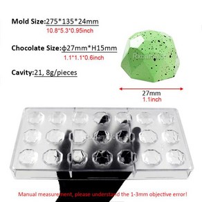 초콜릿 몰드 폴리카보네이트 구 다이아몬드 봉봉 캔디 바 제과 베이킹 페이스트리 도구, 20 2181-SWT0405