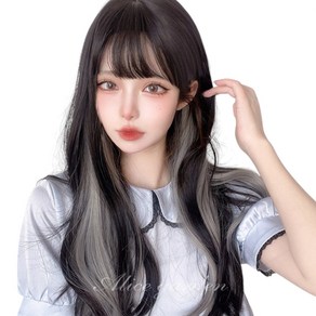 가발위드 투톤 옴브레 스트레이트 헤어 토퍼 붙임머리 3피스 1세트, 1개, 블랙그레이