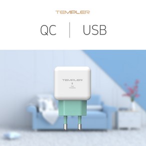 템플러 QC3.0 18W 1포트 고속 충전기, 1개