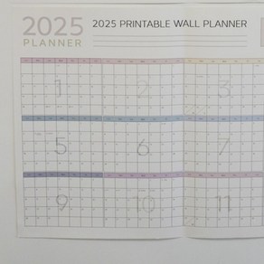 2025년벽달력 한장달력 2025년달력포스터 연간계획표 연달력 줄달력 2025연간달력, 1개, 2025 스퀘어달력