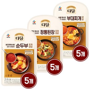 다담 찌개양념 베스트(순두부5/정통된장5/부대찌개5), 1개, 140g