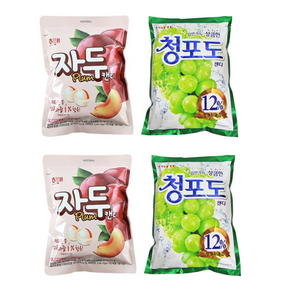 [동명마켓] 롯데 청포도캔디 153g *2봉 + 자두캔디 130g *2봉/과즙/과일맛캔디/사탕/간식/과자