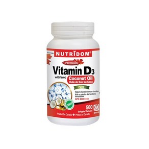 (뉴트리돔) 비타민 D3 코코넛 오일 500정 (Nutidom Vitamin D3 coconut oil 500 soft gels), 1개