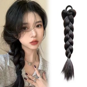 하이유니 프리티 땋은머리 브레이드 포니테일 머리끈 부분 가발 35cm, 네츄럴블랙, 1개