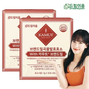 드림이음 역가수치 100만 프리미엄 카무트 효소 브랜드밀 곡류 발효 효소 카무트 호라산밀, 2박스, 90g