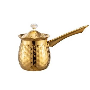 Tukish Coffee Pot Hammeed Coffee Make Wame Milk Stainless Steel Butte Melting Pot with Spout M, 없음, 1) Gold-200ml