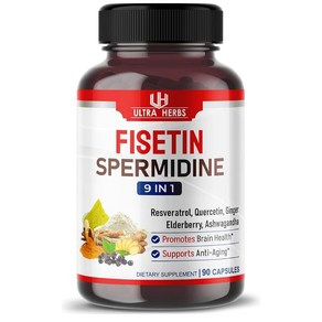 [당일출고] 울트라허브 피세틴 고용량 5000mg Fisetin nmn 레스베라트롤 퀘르세틴 90정, 1개