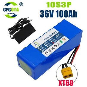 18650 배터리 팩 10S3P 100000mAh 15A BMS 내장 250W-500W 스쿠터 전기 자전거 배터리 42V 2a 충전기 36V 100Ah, 1개