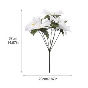 수제 인공 포인세티아 크리스마스 트리 장식 부케 꽃 식물 웨딩 홈, 1개, 2. WHITE