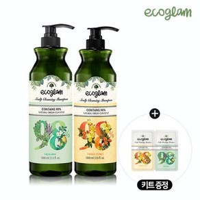 [에코글램] 스칼프 샴푸 1000ml 2병+ 키트증정, 색상:민트 1병 + 시트러스1병 + 키트_S33, 1L, 2개