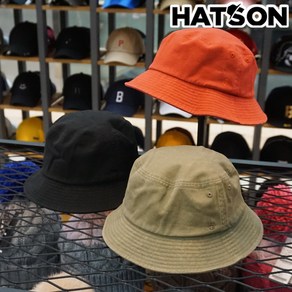 [햇츠온]K0HT403 HATSON 브랜드 남자 여자 빈티지 워싱 면소재 무지 작은로고 사계절 버킷햇 벙거지모자 AD