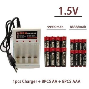 로봇 청소기 배터리 진동 호환(교체) 긴수명 AA AAA 대용량 1.5V AA99999MAH AAA88888MAH 충전기 리모컨 적합한 충전식 NEW, 8PCS CAR, 1개, 1) 8PCS CAR