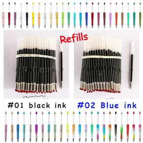 DIY액세서리 Kovict 볼펜 리필 비즈 블랙 및 블루 플라스틱 필기 펜 200-2000 개, 1.200pcs black efills - othe, 1개