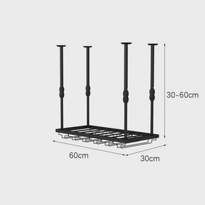 선반 행거 와인잔 바 홀더 거치대 업소용 천장형랙, 가로60cm*세로30cm 블랙, 1개