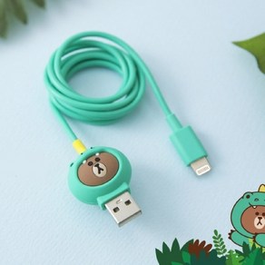 usb 충전 데이터 케이블 라인프렌즈 다이노브라운 8핀, 1개