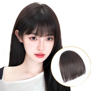 HAIRCUBE 만화 스타일 시스루 뱅 앞머리 인모 붙임 부분가발 10cm, 1개, 내츄럴 블랙
