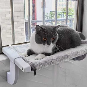 침대에 끼우는 고양이 해먹 창틀 캣워커 윈도우 소파, (약 56x30cm) 통기성 네트형, 1개