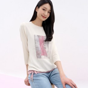 [지센] 패치워크 라운드넥 7부 티셔츠 LCTSN327_LB