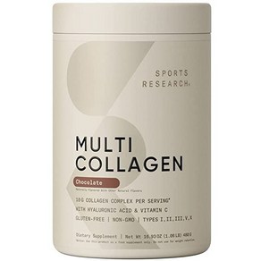 Spots Reseach Multi Collagen Pills (Type I II III V X) Hydolyzed Collagen Peptides with Hyaluoni, Chocolate, 1.02 Pound (Pack of 1), 1개, 480g