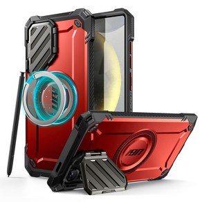 SUPCASE MagXT 갤럭시 S25 시리즈 러기드 맥세이프 카메라커버 스탠드, 레드, 1개