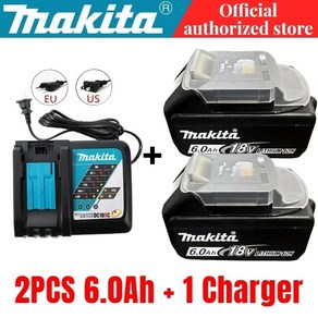 MAKITA 충전식 LED 리튬 배터리 DDF487 DTD173 DTW700 DGA404 도구용 하이 퀄리티 배터리 18V 6000mAh, 15. 6Ahx2 ChageX1, 한개옵션1, 1개