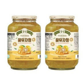 대용량 국산 국내산 꽃샘 본비 유자청 꿀유자청 액상 유자차 유자청 액상 병 2kg x 2개 4kg 대용량, 1개입