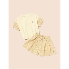 [브랜드정품]빈폴키즈 [BEANPOLE KIDS] 핫썸머 여아 반팔 그래픽 티셔츠 세트 옐로우 (BI5442G05E) 여름등교등원룩 반팔상하복