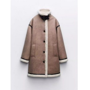 ZARA 가을 겨울 여성 모피 원피스 더블 브레스트 중간 길이 코트 8073256 706