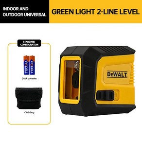 Dewalt 미니 2 라인 레이저 레벨기 고정밀 자동 수평 수직 녹색 빔 조명 레벨링 건설 도구, [01] a set