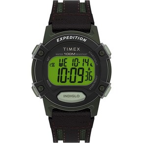 Timex 남성용 익스페디션 디지털 CAT5 41mm 시계 블랙/디지털 그린/브라운