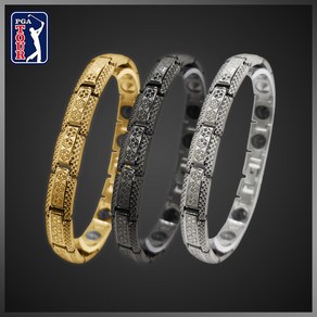 [PGA TOUR] 공식인증 게르마늄 건강팔찌 미라클, 남성용, 실버, XL(21.5cm), 1개