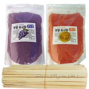 맛깔 천연색소사용 솜사탕재료 C형 (맛깔슈가2Kg 나무스틱200개)-포도 오렌지, 1세트, 2kg