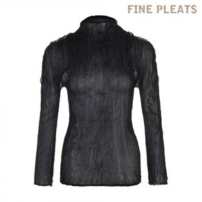 [FINE PLEATS] 피네 플리츠 시스루 긴팔 탑 블랙