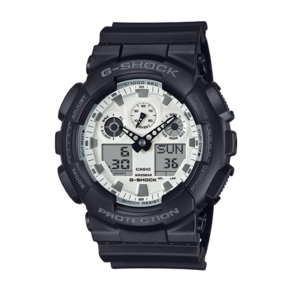 [지샥 G-SHOCK] BLACK AND BRILLIANT 시리즈 블랙 화이트 캐주얼 시계 GA-100WD-1ADR