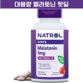 나트롤 멜라토닌 딸기맛 슬립 1mg 고속 용해 정제 성인용 야간 수면 보조제 200정, 1개