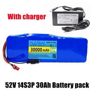 52V 14S3P 30Ah 30000mAh 18650 1000W 리튬 배터리 균형 자동차 전기 자전거 스쿠터 세발 충전기, 1개