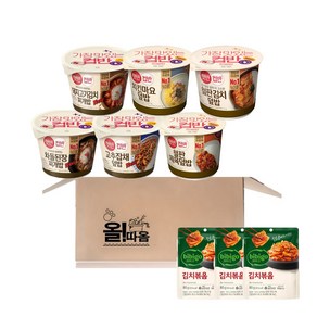 올따옴 CJ 컵반 돼지고기김치찌개+차돌된장+고추잡채+치킨마요+철판김치+철판제육 1개씩+비비고 볶음김치 80g