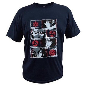 남성티셔츠 반팔티 naruto-t shirts anime uchiha 눈 프린트 반팔 캐주얼 라운드 넥 100 면 남성 탑 eu 사이즈