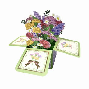 뚱호네 3D 팝업 카네이션 생일 생신 축하 감사 입체카드, 01.카네이션