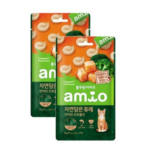 풀무원 아미오 자연담은퓨레 연어와브로콜리 고양이간식, 50g, 2개