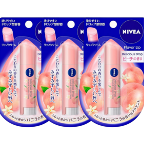 니베아 NIVEA 일본 과일립밤 사과향 3.5g 1초재팬, 복숭아, 3개