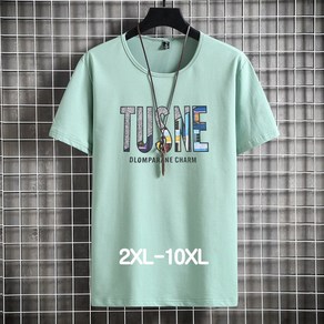 쥬엔리치 4XL~10XL 남자 빅사이즈 반팔 티셔츠 면 라운드 넥 캐쥬얼 남성 루즈핏 여름 티