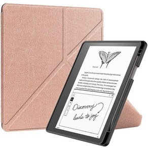 Kindle Scibe 2022 10.2 인치 전자 책 표지를위한 자기 PU 가죽 비즈니스 커버, 로즈 골드