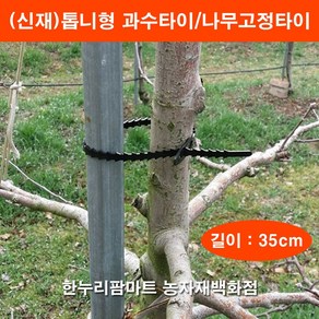 한누리팜마트 (신재)톱니형 과수타이 나무지주 고정타이 35cm (100개), 1개, 혼합색상