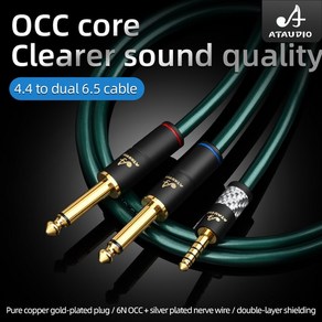 케이블 오디오 스피커 ATAUDIO HiFi 밸런스드 4.4-듀얼 6.35mm TRS 6N OCC 4.4mm 스플리터 Y더블 6.5mm 수, 4.4  듀얼 6.5ts, 1.5m, 01 4.4 to dual 6.5ts_02 1.5m, [02] 4.4 to dual 6.5ts, 1개